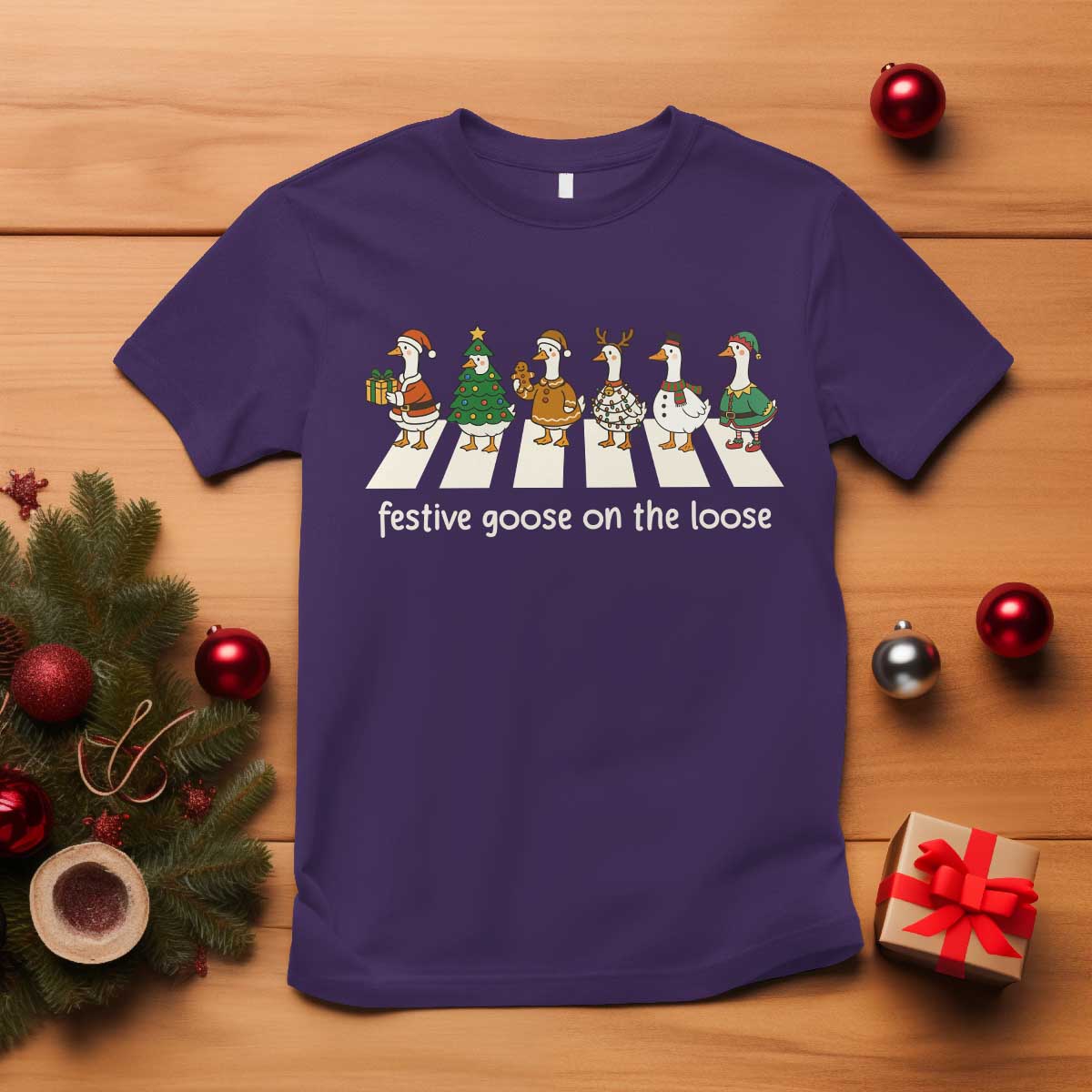 Funny Christmas Goose T Shirt Festive Goose On The Loose Xmas Meme - Wonder Print Shop