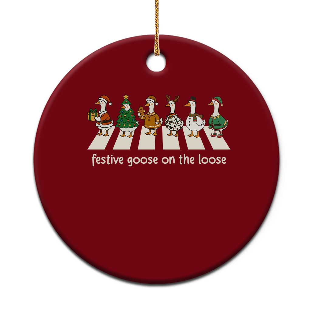 Funny Christmas Goose Ceramic Ornament Festive Goose On The Loose Xmas Meme - Wonder Print Shop