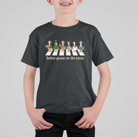 Funny Christmas Goose T Shirt For Kid Festive Goose On The Loose Xmas Meme - Wonder Print Shop