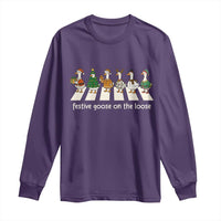 Funny Christmas Goose Long Sleeve Shirt Festive Goose On The Loose Xmas Meme - Wonder Print Shop