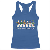 Funny Christmas Goose Racerback Tank Top Festive Goose On The Loose Xmas Meme - Wonder Print Shop