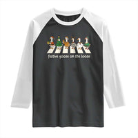 Funny Christmas Goose Raglan Shirt Festive Goose On The Loose Xmas Meme - Wonder Print Shop