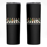 Funny Christmas Goose Skinny Tumbler Festive Goose On The Loose Xmas Meme - Wonder Print Shop