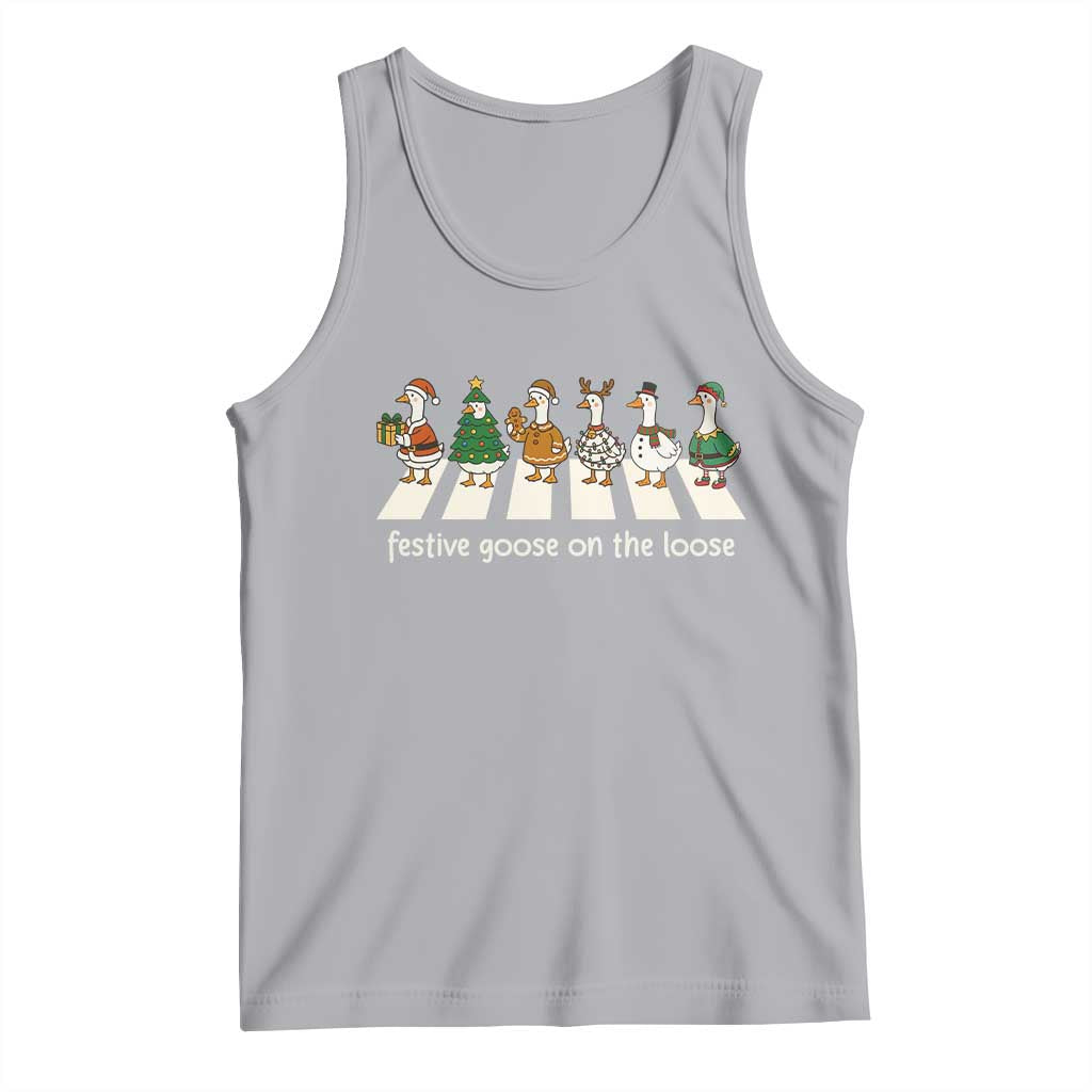 Funny Christmas Goose Tank Top Festive Goose On The Loose Xmas Meme - Wonder Print Shop