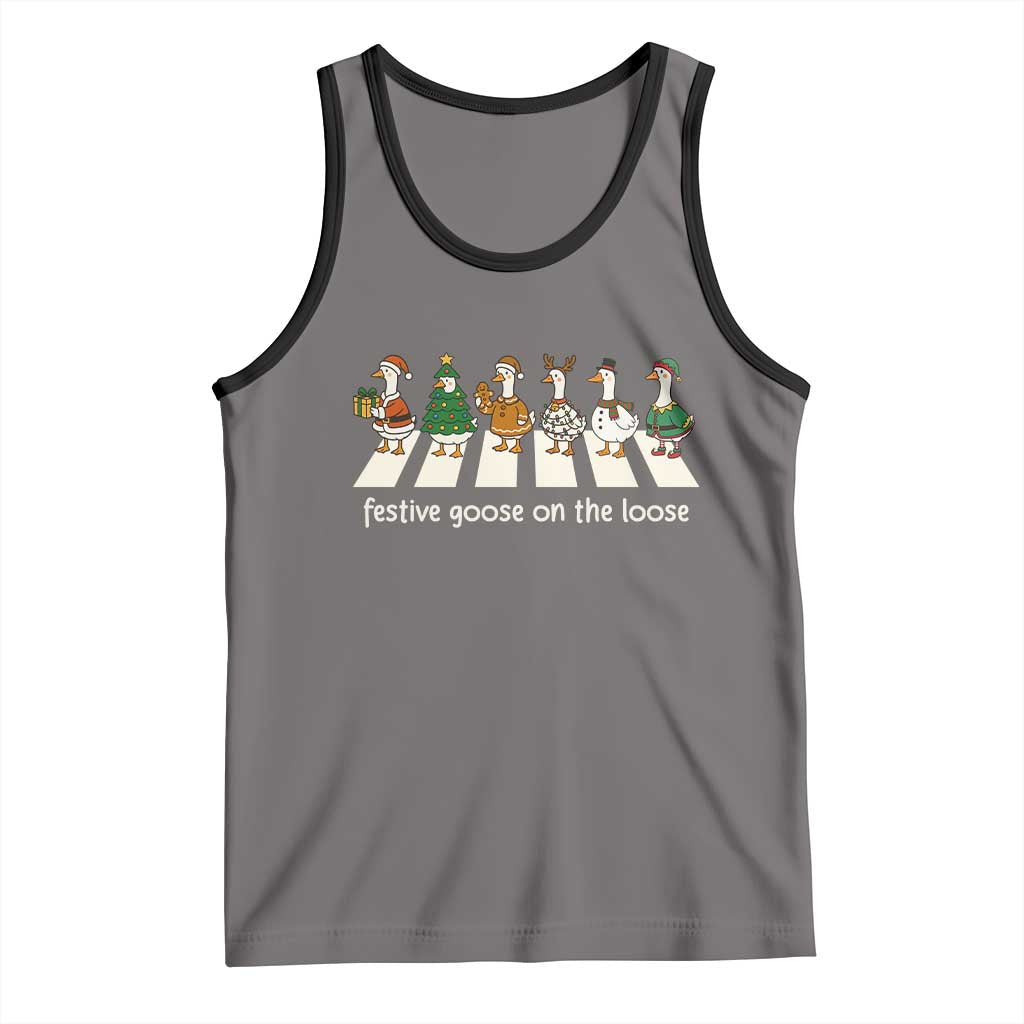Funny Christmas Goose Tank Top Festive Goose On The Loose Xmas Meme - Wonder Print Shop