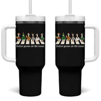 Funny Christmas Goose Tumbler With Handle Festive Goose On The Loose Xmas Meme - Wonder Print Shop