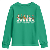 Funny Christmas Goose Youth Sweatshirt Festive Goose On The Loose Xmas Meme - Wonder Print Shop