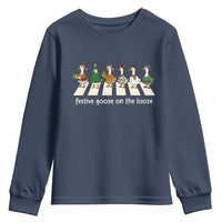 Funny Christmas Goose Youth Sweatshirt Festive Goose On The Loose Xmas Meme - Wonder Print Shop