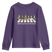 Funny Christmas Goose Youth Sweatshirt Festive Goose On The Loose Xmas Meme - Wonder Print Shop