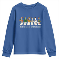 Funny Christmas Goose Youth Sweatshirt Festive Goose On The Loose Xmas Meme - Wonder Print Shop