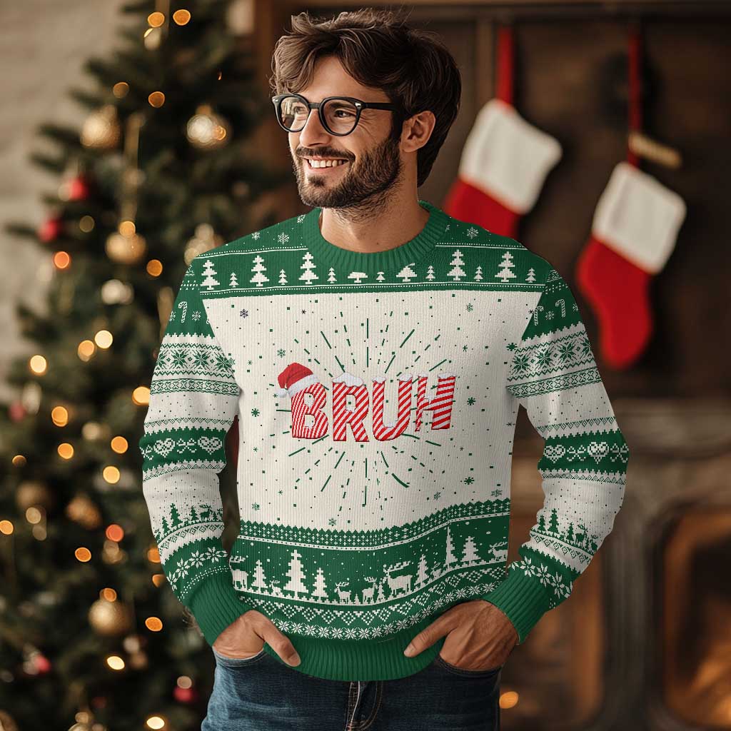 Bruh Xmas Ugly Christmas Sweater Funny Saying Meme - Wonder Print Shop