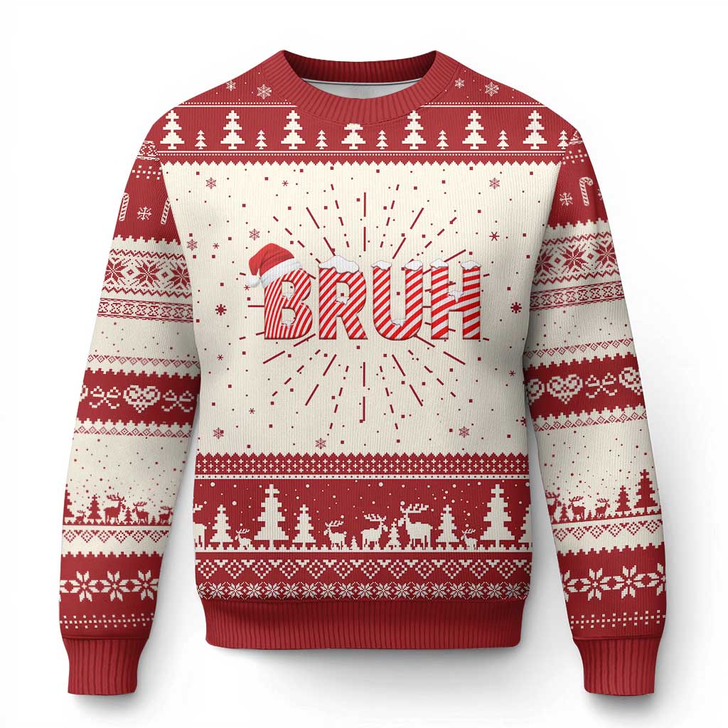 Bruh Xmas Ugly Christmas Sweater Funny Saying Meme - Wonder Print Shop