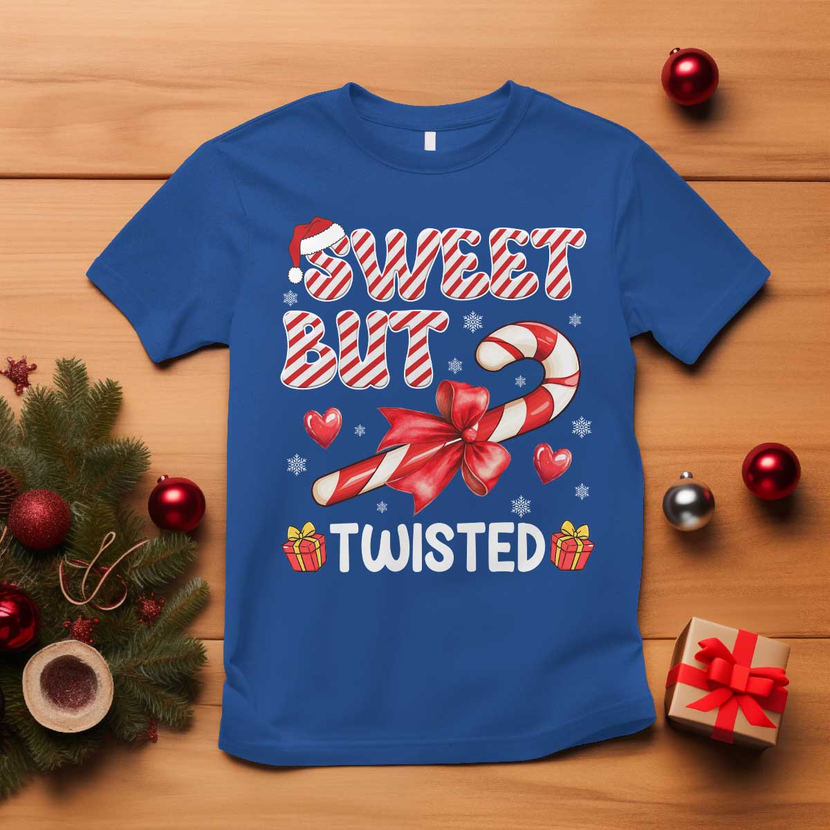 Funny Christmas T Shirt Sweet But Twisted Candy Cane Xmas Holiday - Wonder Print Shop