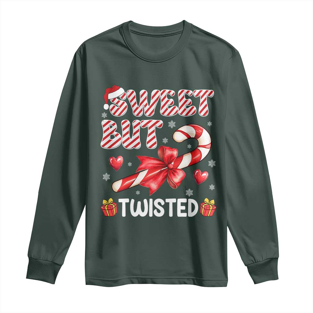Funny Christmas Long Sleeve Shirt Sweet But Twisted Candy Cane Xmas Holiday