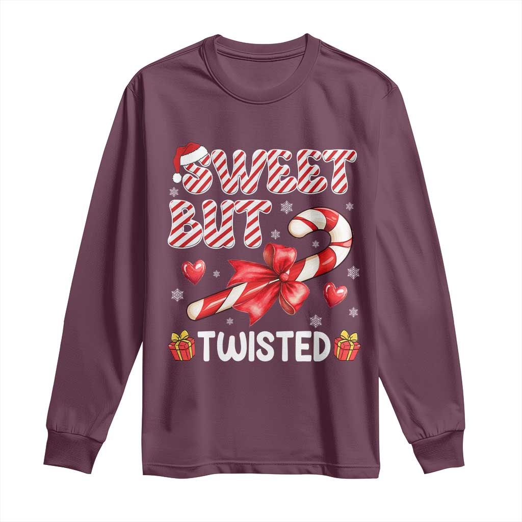 Funny Christmas Long Sleeve Shirt Sweet But Twisted Candy Cane Xmas Holiday