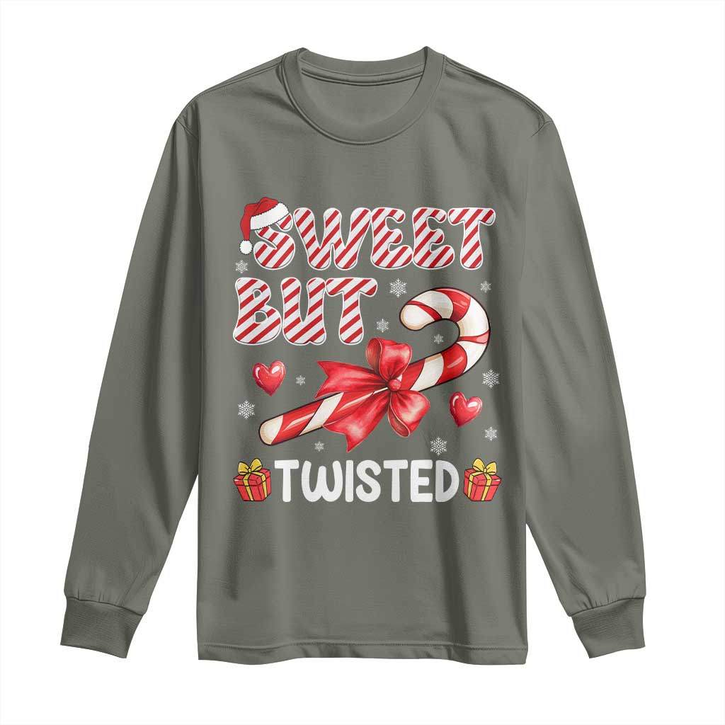 Funny Christmas Long Sleeve Shirt Sweet But Twisted Candy Cane Xmas Holiday