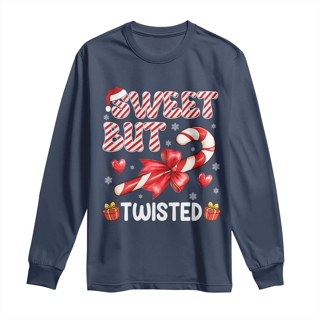 Funny Christmas Long Sleeve Shirt Sweet But Twisted Candy Cane Xmas Holiday