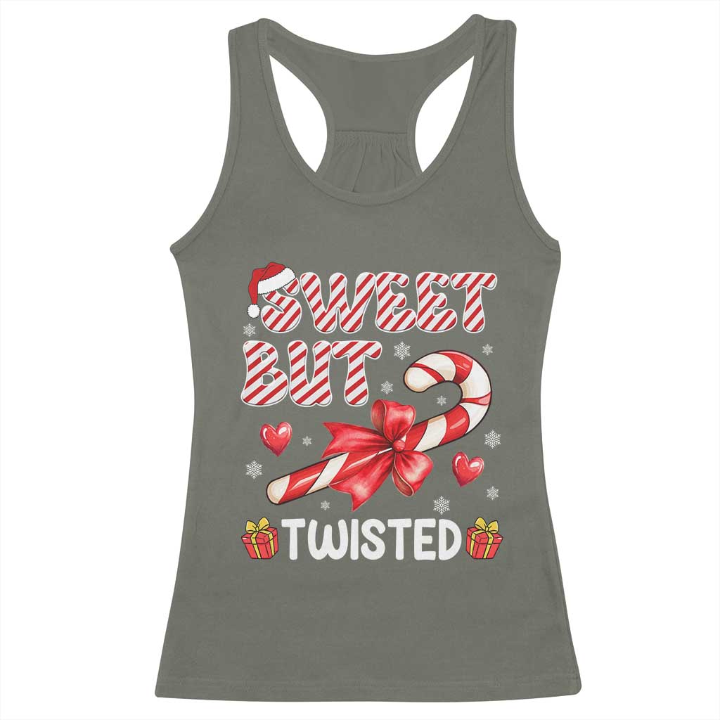 Funny Christmas Racerback Tank Top Sweet But Twisted Candy Cane Xmas Holiday