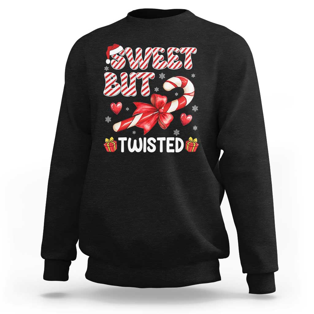 Funny Christmas Sweatshirt Sweet But Twisted Candy Cane Xmas Holiday - Wonder Print Shop