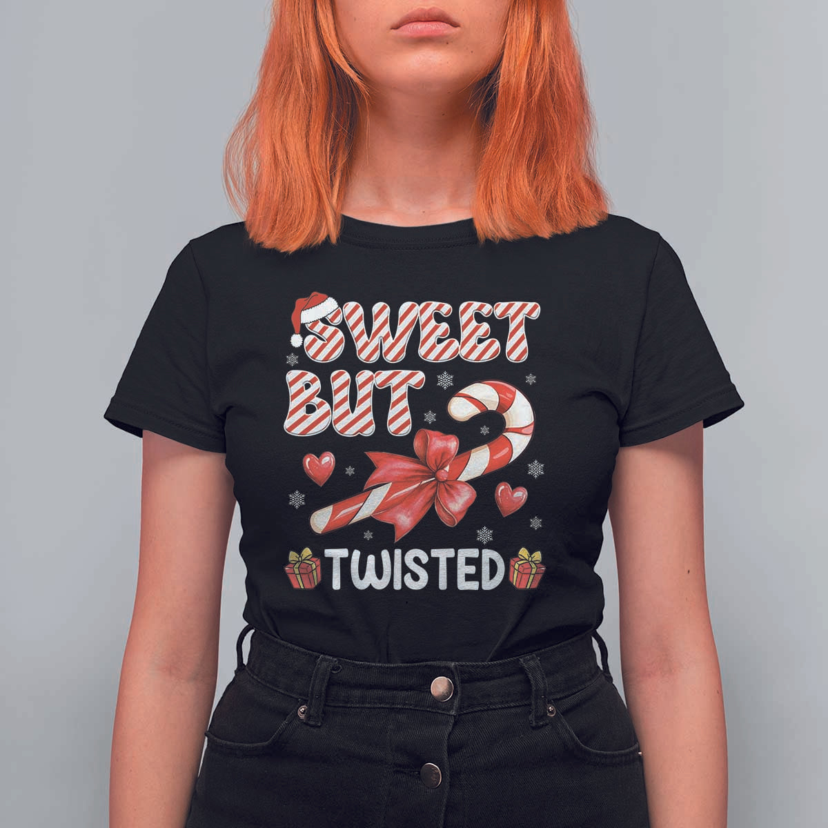 Funny Christmas T Shirt For Women Sweet But Twisted Candy Cane Xmas Holiday - Wonder Print Shop