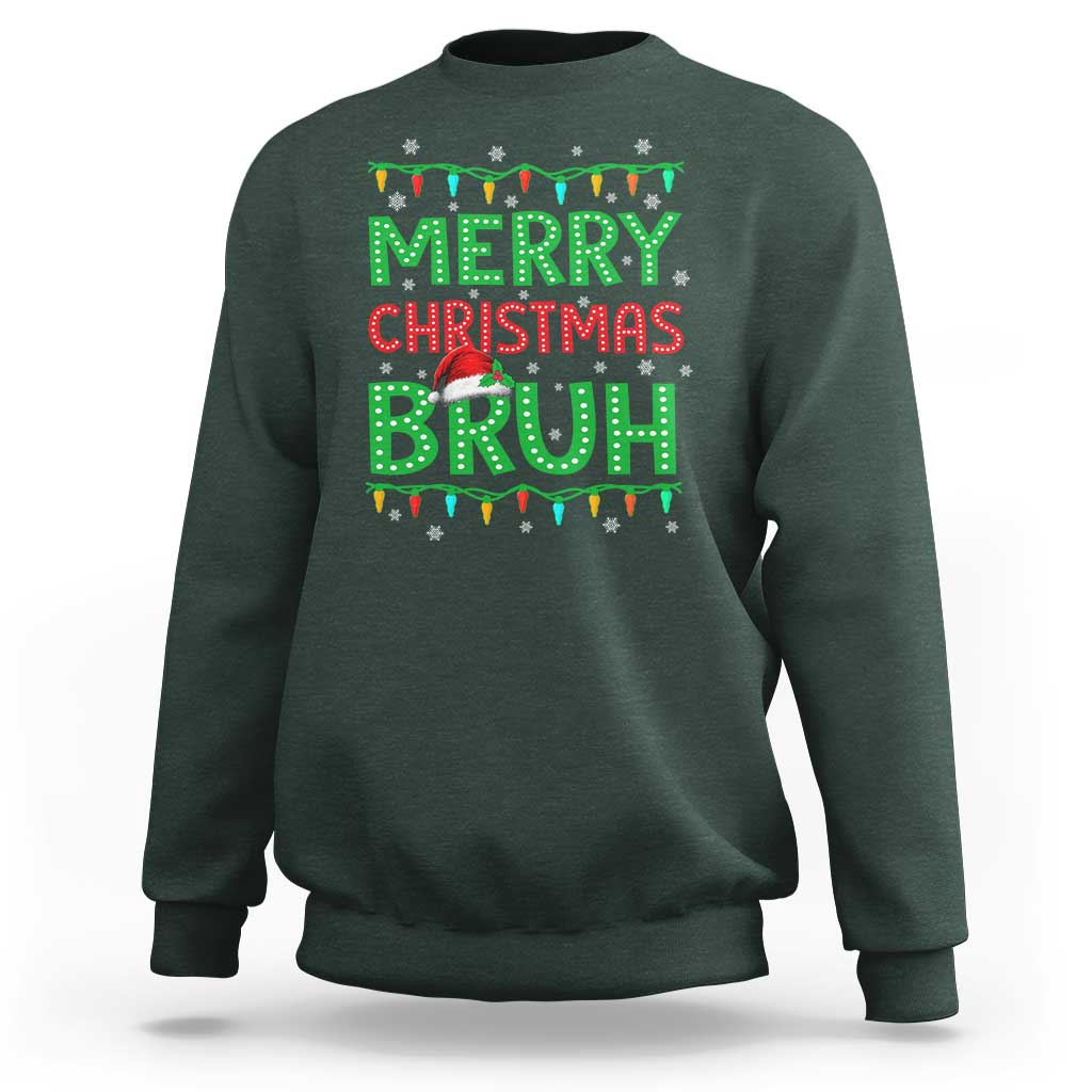 Merry Christmas Bruh Sweatshirt Meme Funny Saying Bro Greeting - Wonder Print Shop