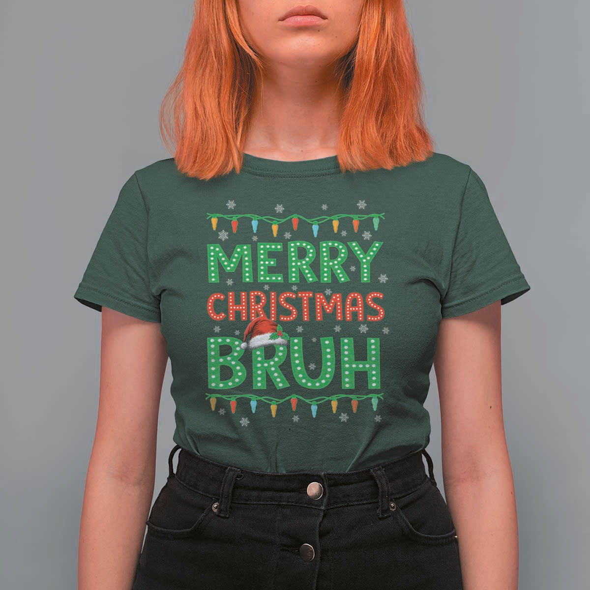 Merry Christmas Bruh T Shirt For Women Meme Funny Saying Bro Greeting - Wonder Print Shop