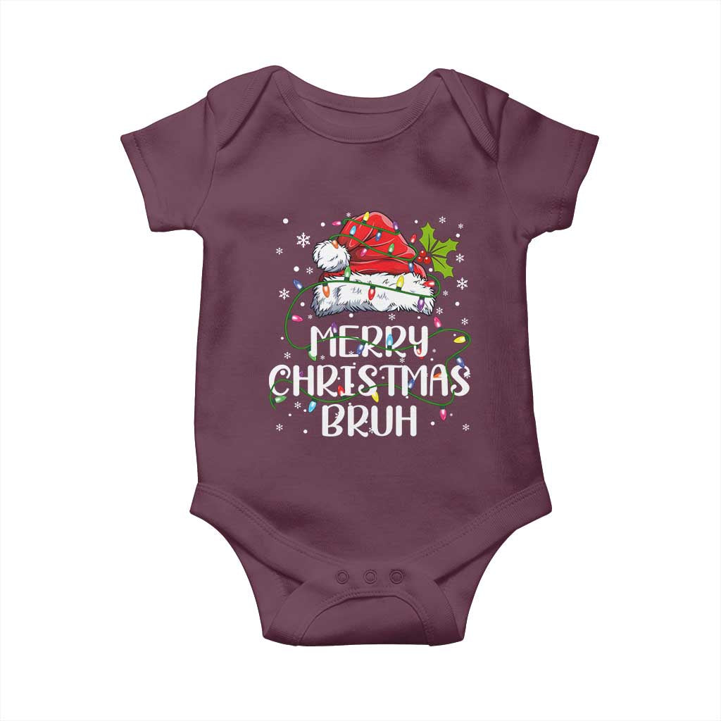 Merry Christmas Bruh Baby Onesie Funny Saying Santa Claus Christmas Lights Pajama