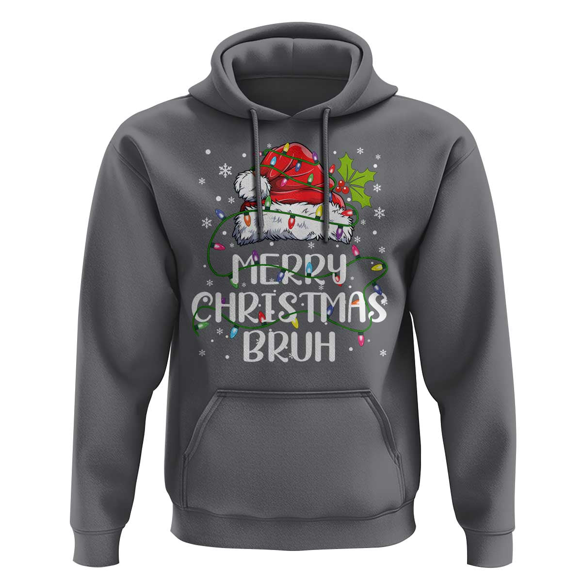 Merry Christmas Bruh Hoodie Funny Saying Santa Claus Christmas Lights Pajama