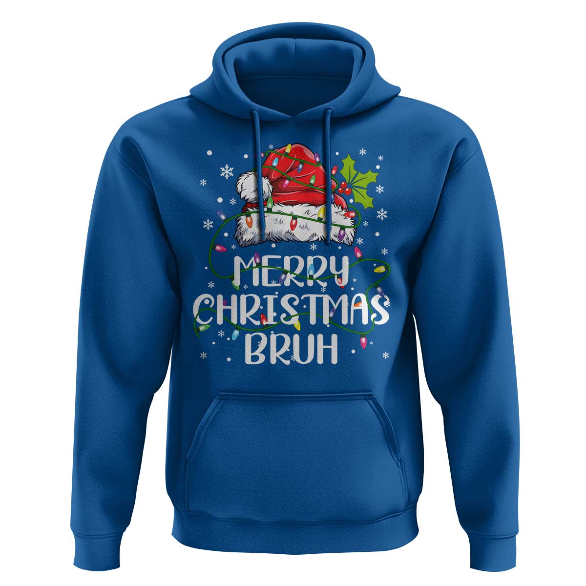 Merry Christmas Bruh Hoodie Funny Saying Santa Claus Christmas Lights Pajama