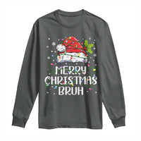 Merry Christmas Bruh Long Sleeve Shirt Funny Saying Santa Claus Christmas Lights Pajama