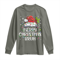 Merry Christmas Bruh Long Sleeve Shirt Funny Saying Santa Claus Christmas Lights Pajama