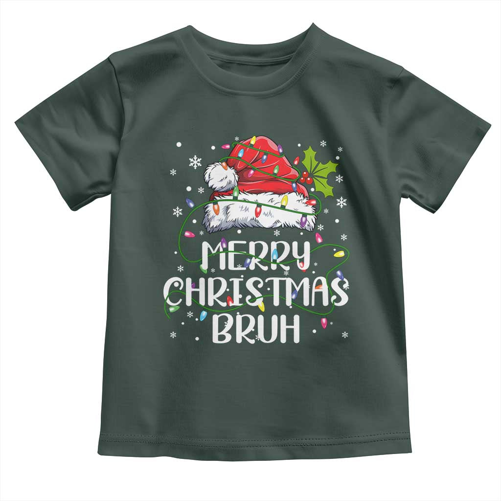 Merry Christmas Bruh Toddler T Shirt Funny Saying Santa Claus Christmas Lights Pajama