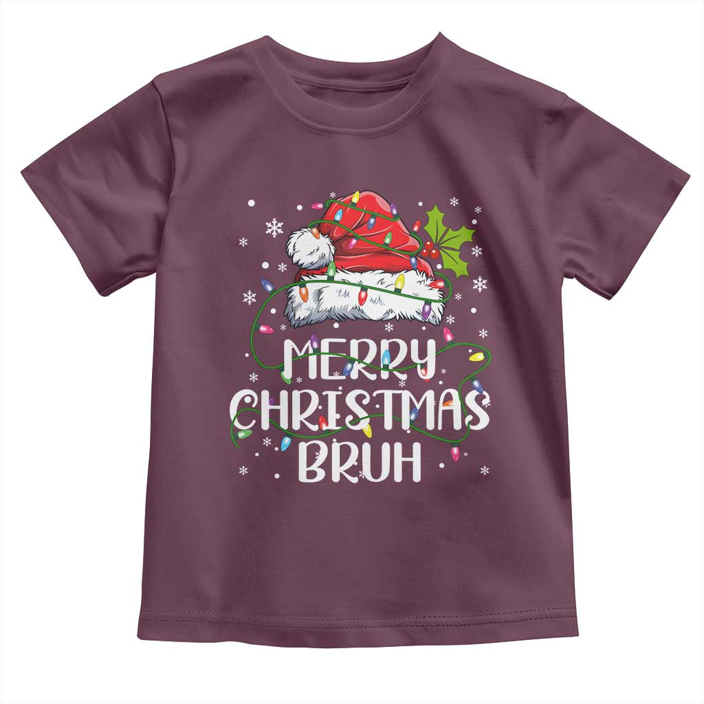 Merry Christmas Bruh Toddler T Shirt Funny Saying Santa Claus Christmas Lights Pajama