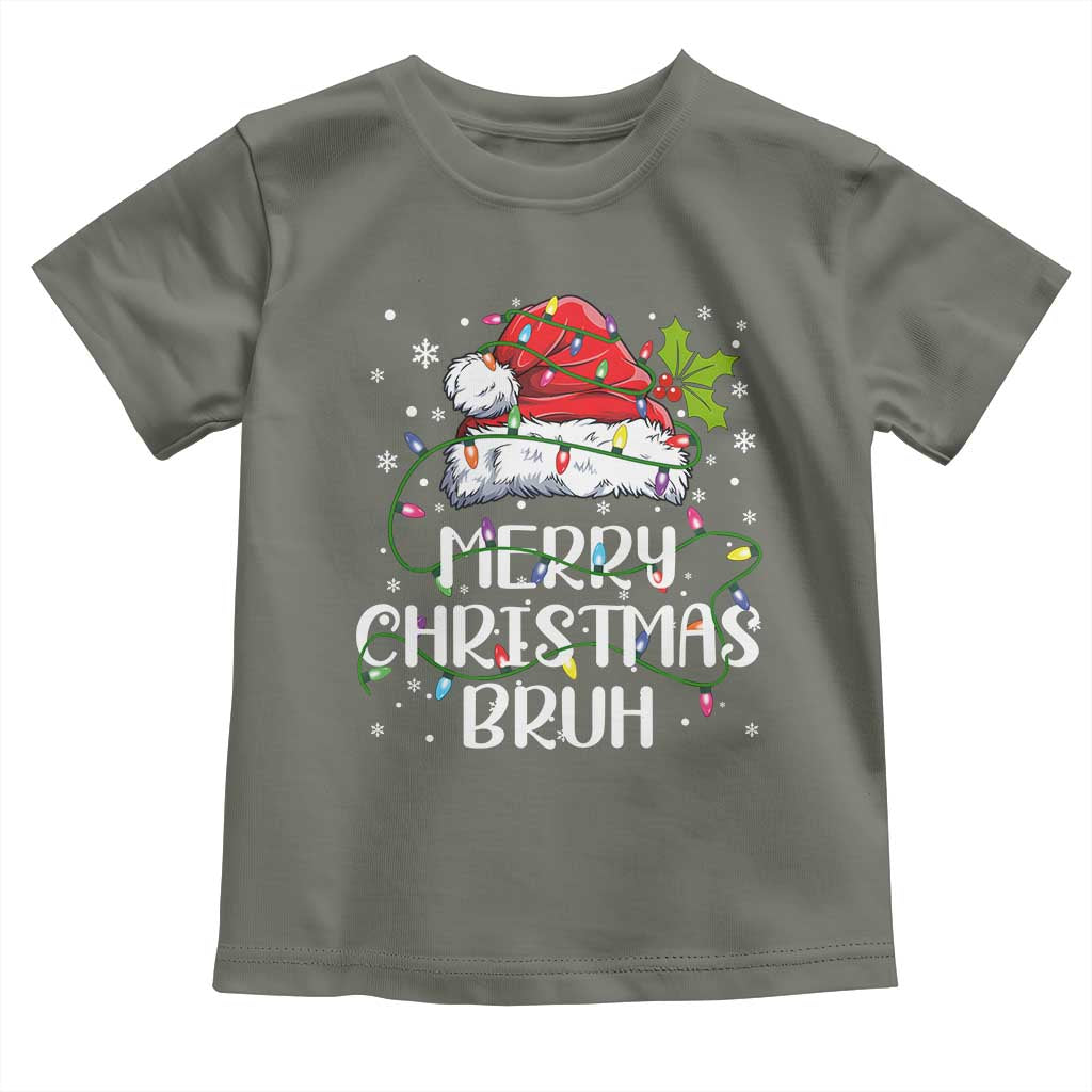Merry Christmas Bruh Toddler T Shirt Funny Saying Santa Claus Christmas Lights Pajama