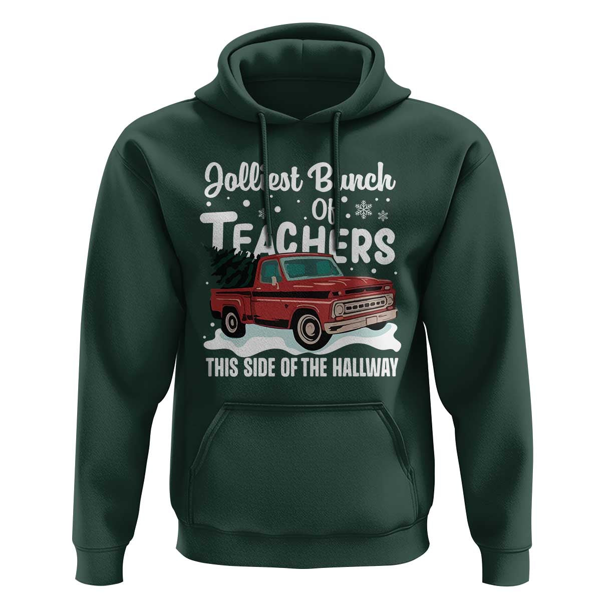 Teacher Christmas Hoodie Vintage Jolliest Bunch Of Teachers This Side Of The Hallway