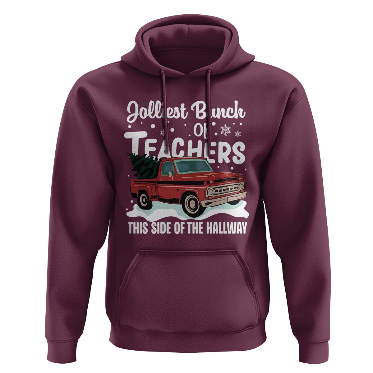 Teacher Christmas Hoodie Vintage Jolliest Bunch Of Teachers This Side Of The Hallway