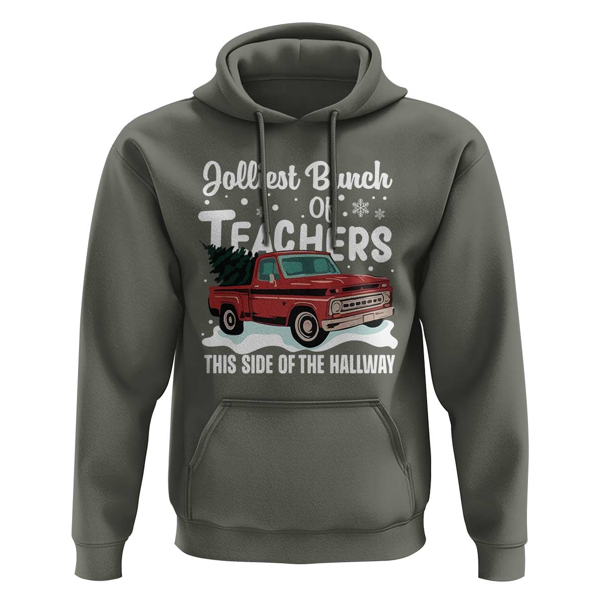 Teacher Christmas Hoodie Vintage Jolliest Bunch Of Teachers This Side Of The Hallway