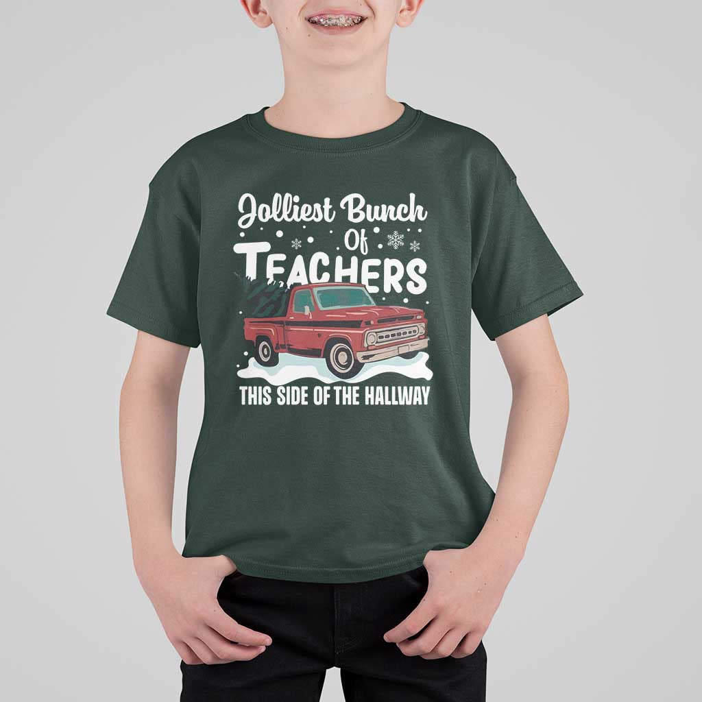Teacher Christmas T Shirt For Kid Vintage Jolliest Bunch Of Teachers This Side Of The Hallway - Wonder Print Shop
