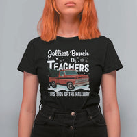 Teacher Christmas T Shirt For Women Vintage Jolliest Bunch Of Teachers This Side Of The Hallway - Wonder Print Shop