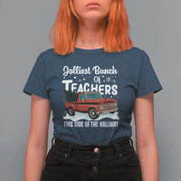 Teacher Christmas T Shirt For Women Vintage Jolliest Bunch Of Teachers This Side Of The Hallway - Wonder Print Shop