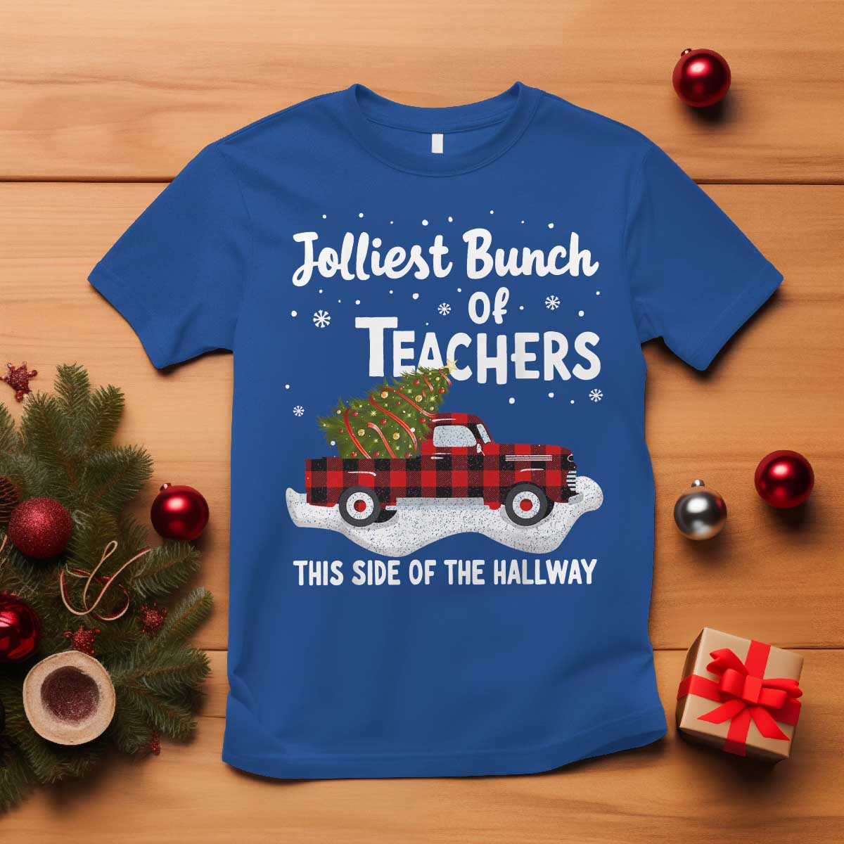 Teacher Christmas T Shirt Jolliest Bunch Of Teachers This Side Of The Hallway - Wonder Print Shop