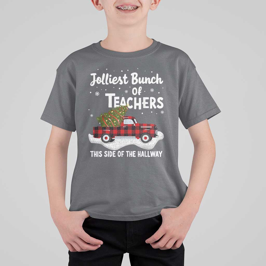 Teacher Christmas T Shirt For Kid Jolliest Bunch Of Teachers This Side Of The Hallway - Wonder Print Shop