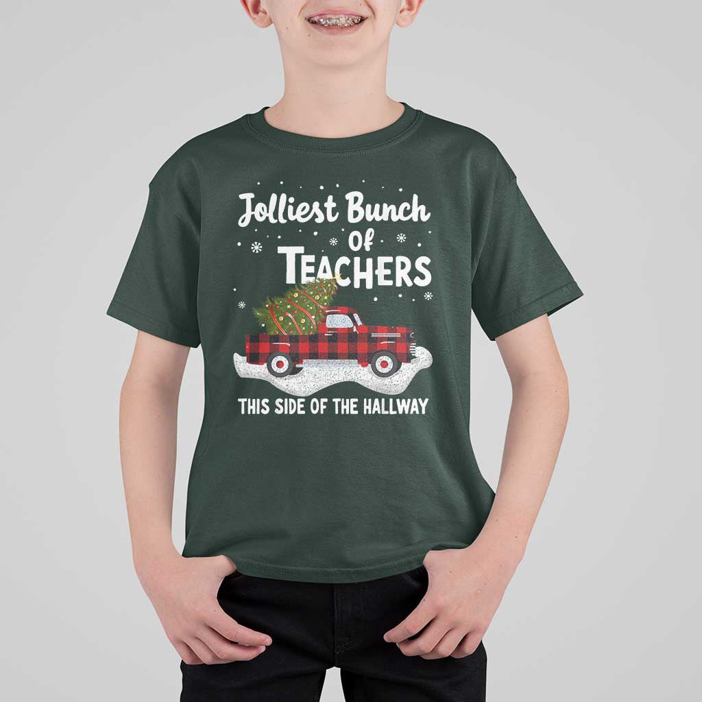 Teacher Christmas T Shirt For Kid Jolliest Bunch Of Teachers This Side Of The Hallway - Wonder Print Shop