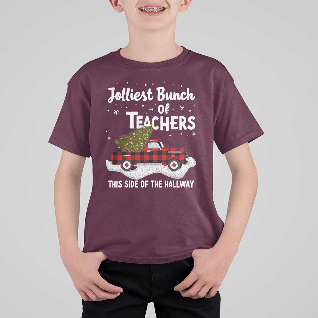 Teacher Christmas T Shirt For Kid Jolliest Bunch Of Teachers This Side Of The Hallway - Wonder Print Shop