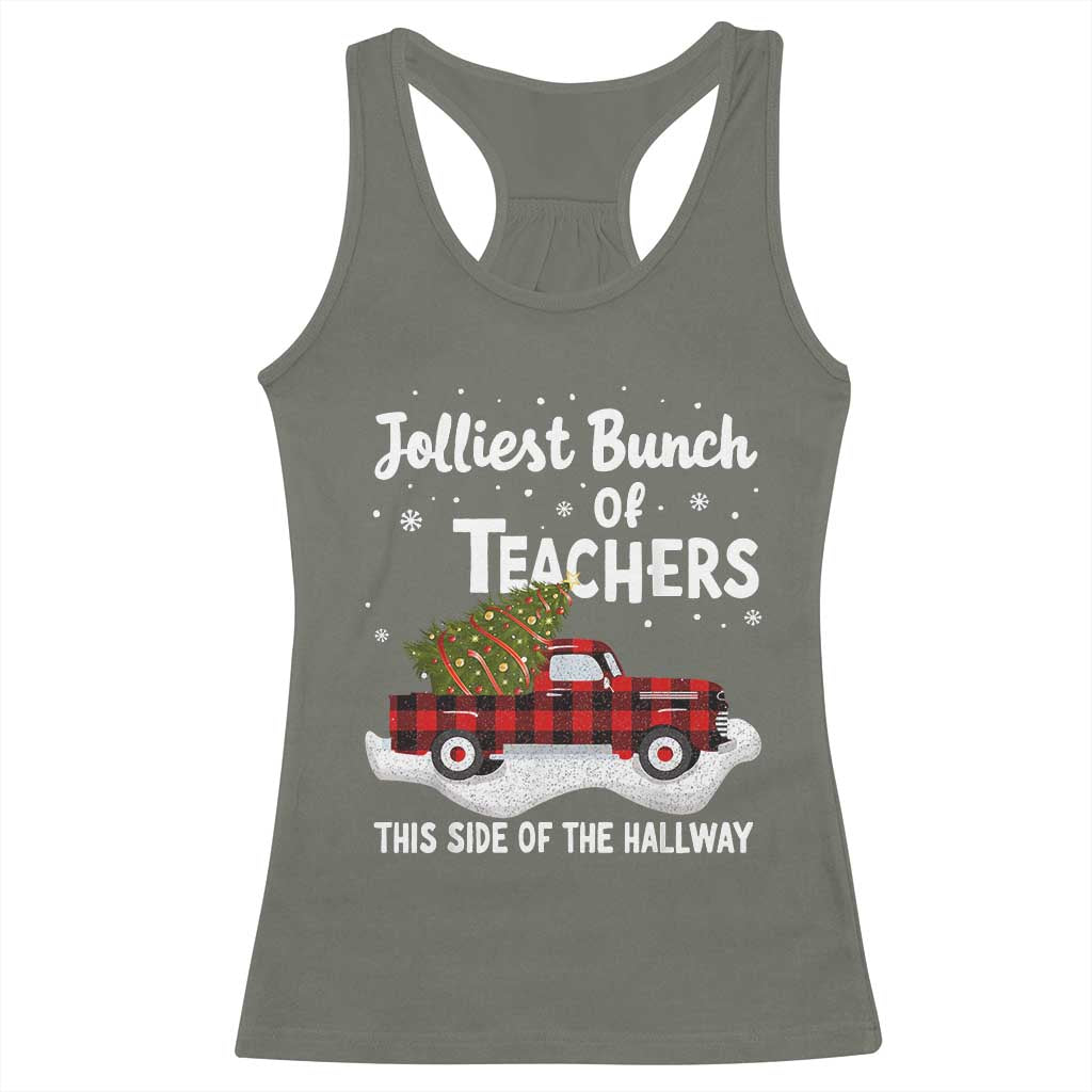Teacher Christmas Racerback Tank Top Jolliest Bunch Of Teachers This Side Of The Hallway