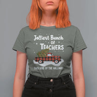 Teacher Christmas T Shirt For Women Jolliest Bunch Of Teachers This Side Of The Hallway - Wonder Print Shop