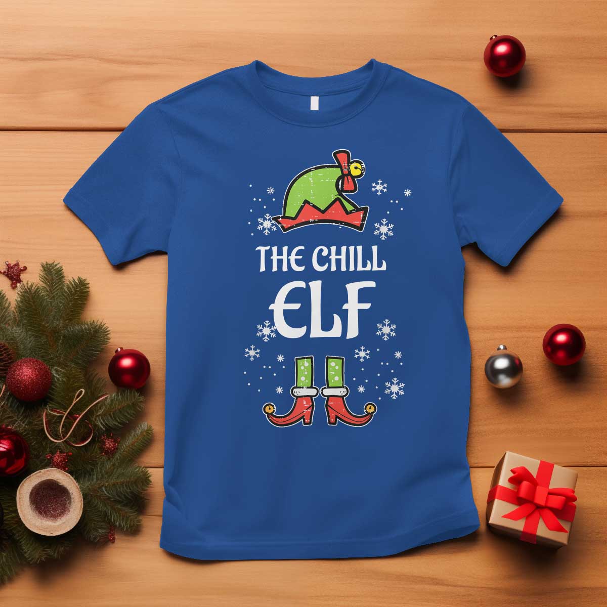 Funny Christmas Chill Guy T Shirt The Chill Elf Meme Xmas Family Match - Wonder Print Shop