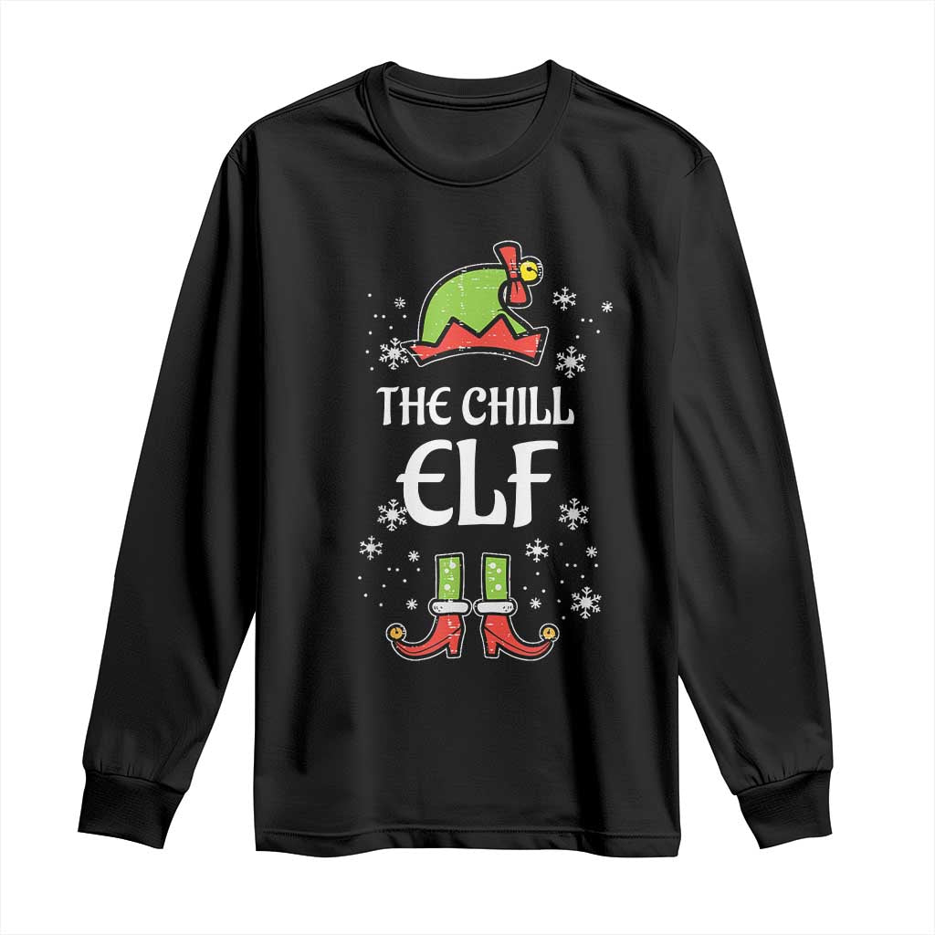 Funny Christmas Chill Guy Long Sleeve Shirt The Chill Elf Meme Xmas Family Match