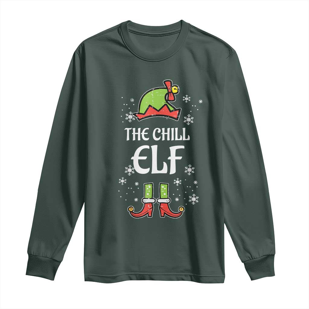Funny Christmas Chill Guy Long Sleeve Shirt The Chill Elf Meme Xmas Family Match