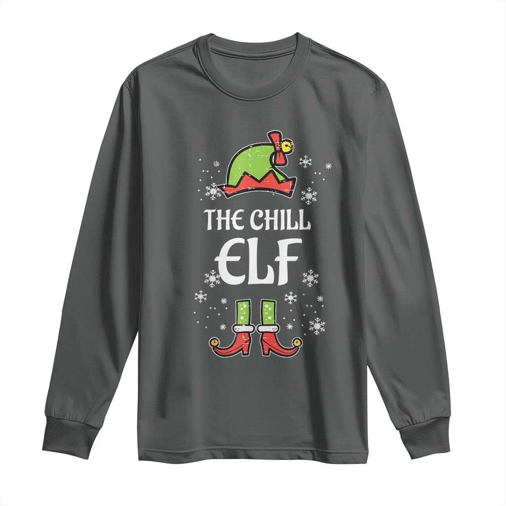 Funny Christmas Chill Guy Long Sleeve Shirt The Chill Elf Meme Xmas Family Match
